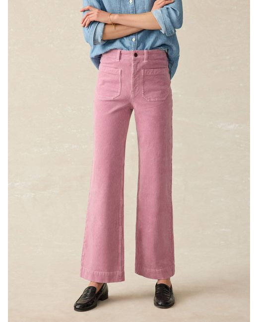 Faherty Brand Pink Stretch Corduroy Wide-Leg Pants