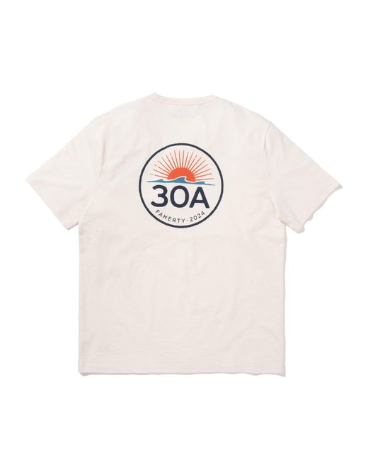 Faherty Brand White Rosemary Beach Short-sleeve Crew T-shirt for men