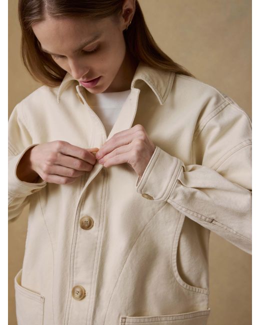 Faherty Brand White Sunwashed Canvas Chore Jacket
