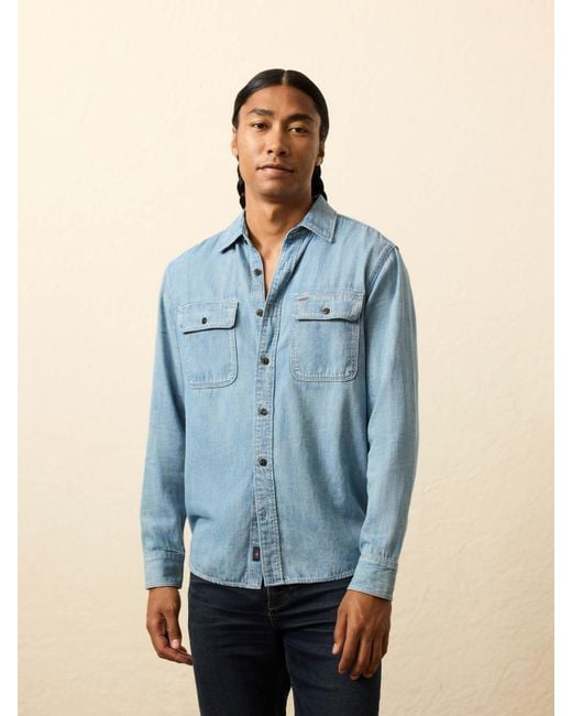 Faherty Brand Blue Steven Paul Judd Thunderbird Denim Workshirt for men
