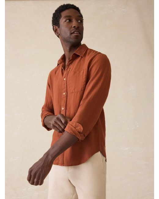Faherty Brand Brown Laguna Linen Shirt for men