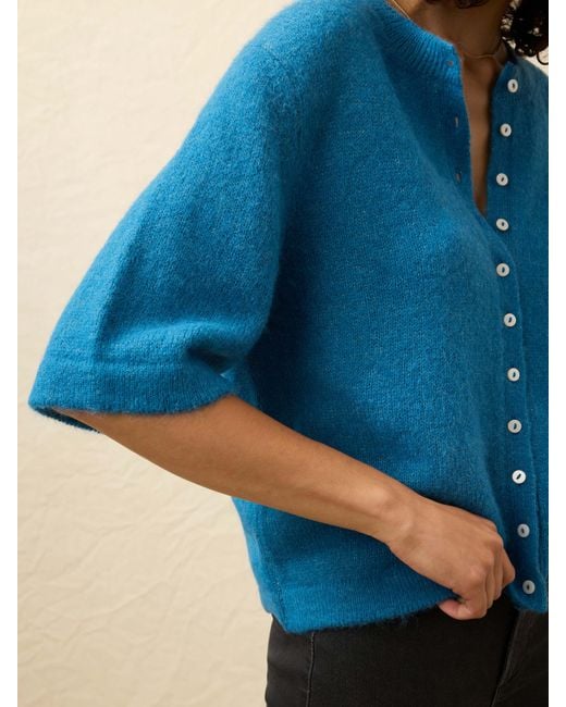 Faherty Brand Blue Apres Alpaca Cardigan