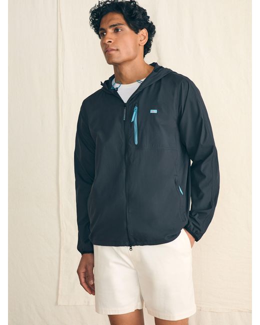 Faherty Brand Blue Shorelite Packable Anorak Jacket for men