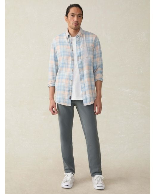 Faherty Brand Blue Long-Sleeve Breeze Shirt for men