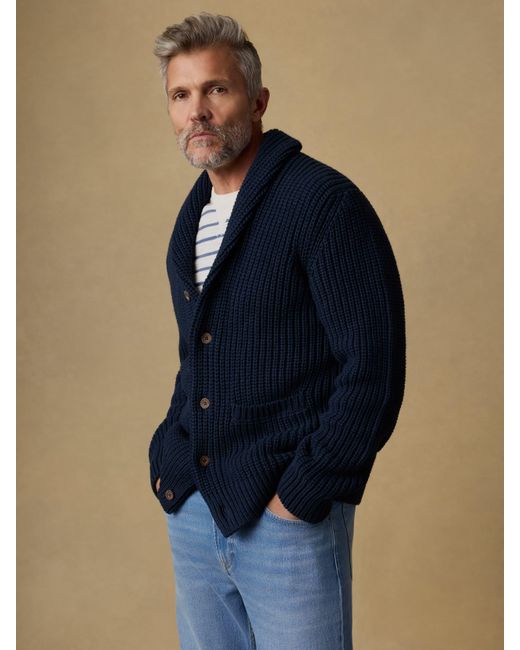 Faherty Brand Blue Pima Cotton Cardigan for men