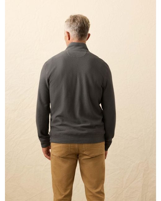 Faherty Brand Gray Textured Knit Quarter Zip for men