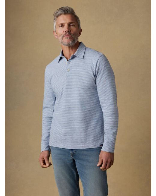 Faherty Brand Blue Long-Sleeve Sunwashed Regenerative T-Shirt Polo for men