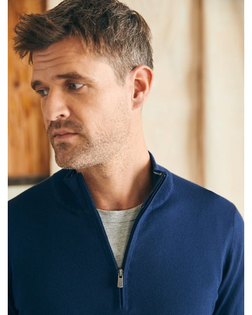 Faherty Brand Blue Movementtm Quarter Zip Sweater for men