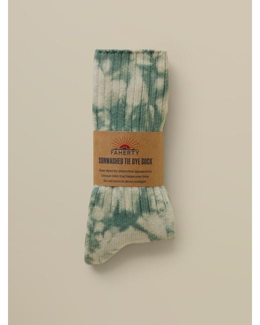 Faherty Brand Green Sunwashed Tie Dye Sock