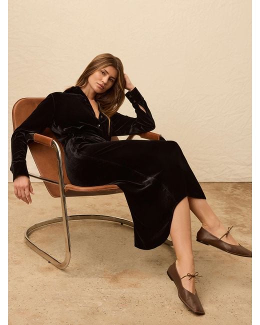 Faherty Brand Natural Stretch Silk Velvet Riley Midi Dress
