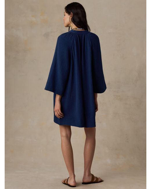 Faherty Brand Blue Dune Cotton Gauze Mina Dress