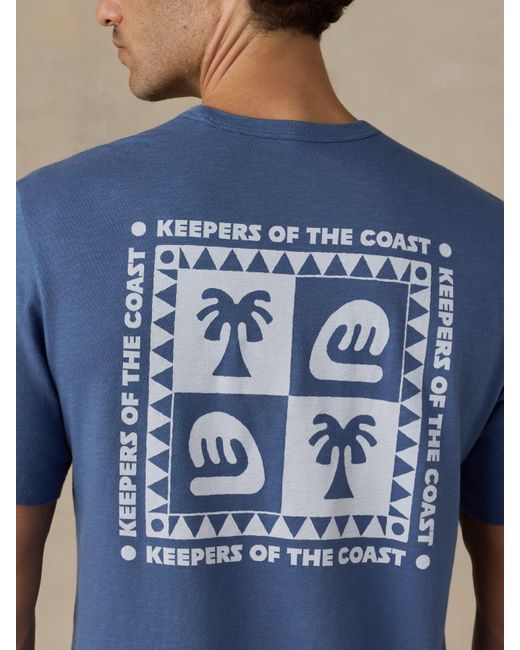 Faherty Brand Blue X Surfrider Sunwashed Regenerative T-Shirt for men