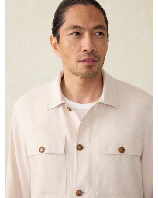 Faherty Movement& Linen Shirt Jacket in Natural for Men | Lyst