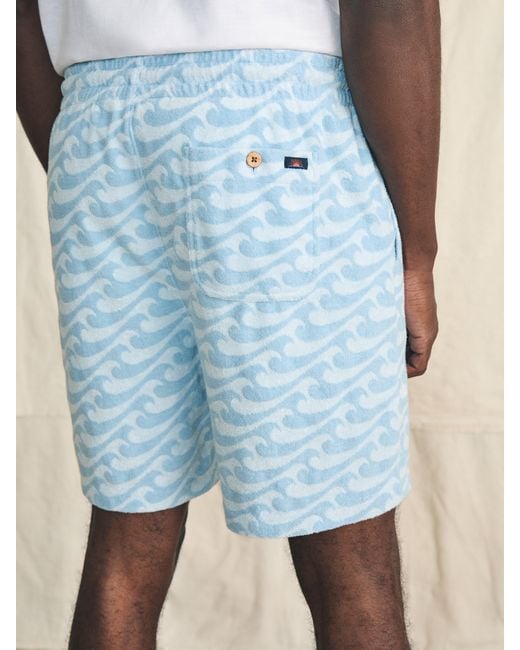 Faherty Brand Blue Cabana Towel Terry Sweatshort for men