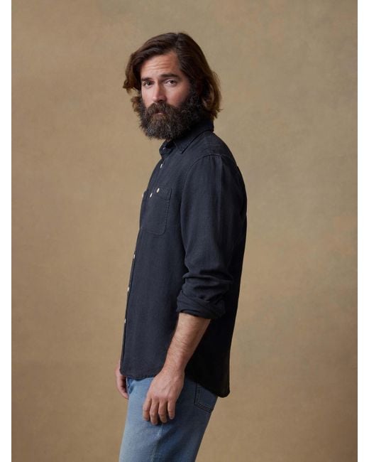 Faherty Brand Blue Tried & True Chambray Workshirt for men