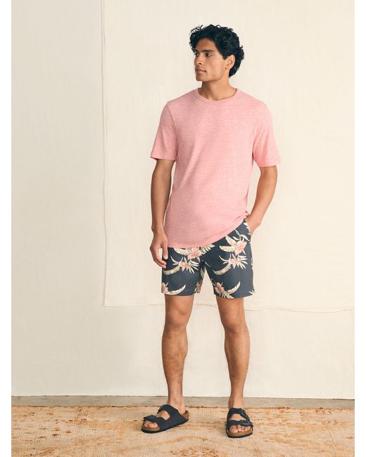 Faherty Brand Pink Short-sleeve Vintage Chambray T-shirt for men