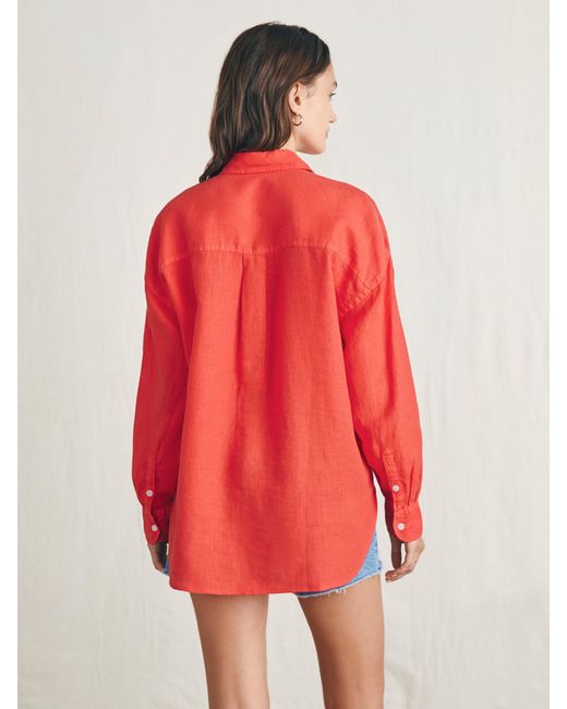 Faherty Brand Red Laguna Linen Relaxed Shirt