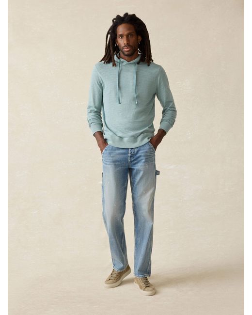 Faherty Brand Blue Sunwashed Slub Hoodie for men