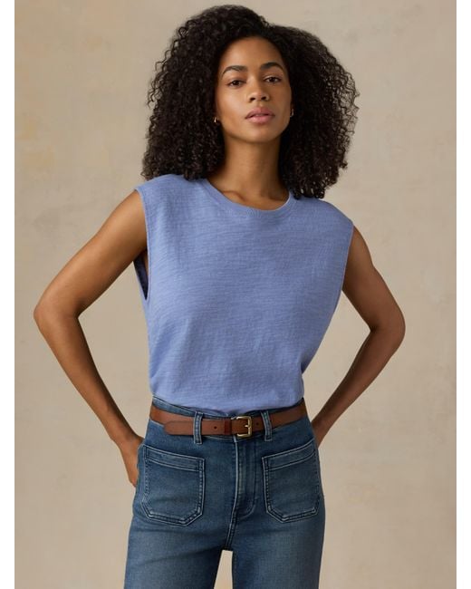 Faherty Brand Blue Sunwashed Organic Muscle Tank