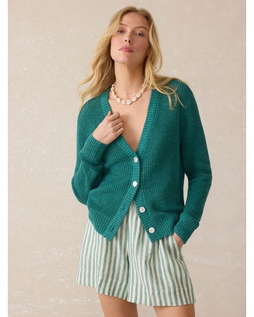 Faherty Brand Green Miramar Linen Cardigan