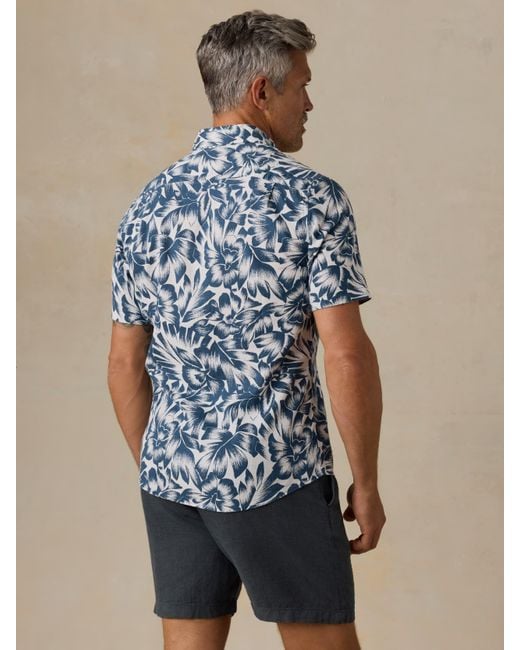 Faherty Brand Blue Short-Sleeve Breeze Shirt for men