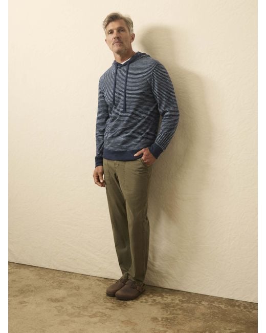 Faherty Brand Blue Sunwashed Organic Hoodie for men