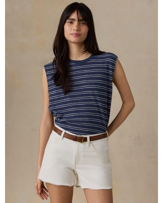 Faherty Brand Blue Sunwashed Organic Muscle Tank