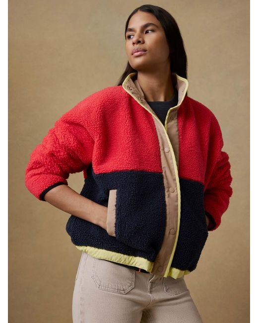 Faherty Brand Red Fireside Fleece Jacket