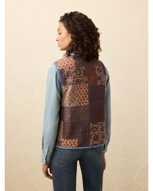 Faherty Brand Blue Quilted Patchwork Vest