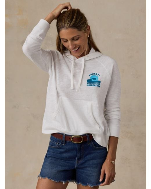 Faherty Brand White X Surfrider Sunwashed Organic Hoodie