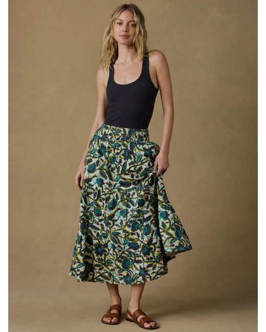 Faherty Brand Green Montecito Linen Maxi Skirt