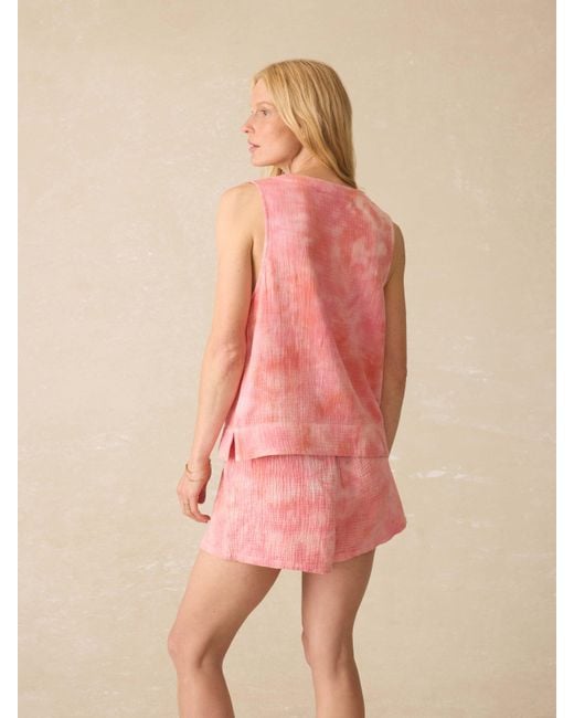 Faherty Brand Pink Dune Cotton Gauze Sleevless Popover