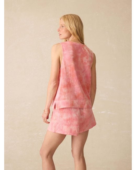 Faherty Brand Pink Dune Cotton Gauze Sleeveless Popover