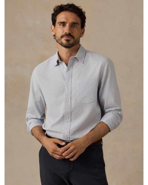 Faherty Brand Blue Laundered Oxford Shirt for men