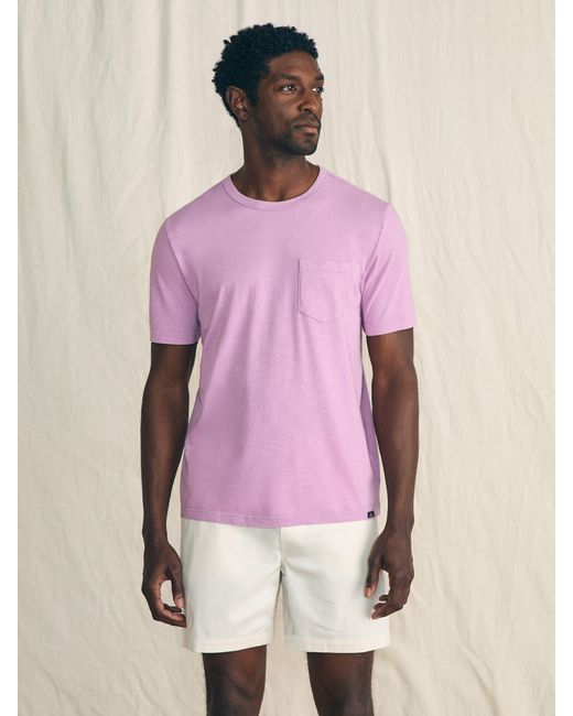 Faherty Brand Pink Sunwashed Pocket T-shirt for men