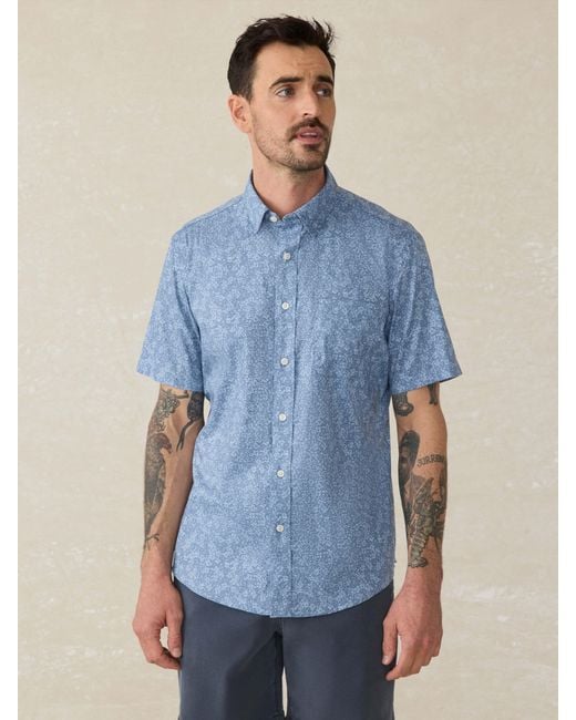 Faherty Brand Blue Short-Sleeve Movement&Trade; Shirt for men