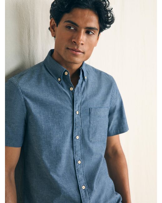 Faherty Brand Blue Short-sleeve Stretch Playa Shirt for men