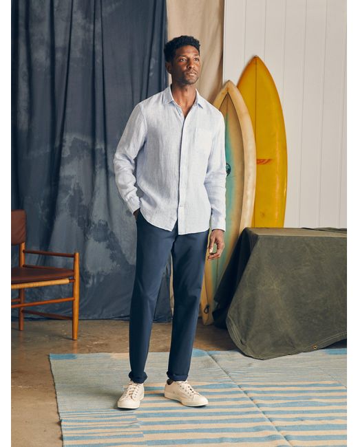 Faherty Brand Gray Laguna Linen Shirt for men