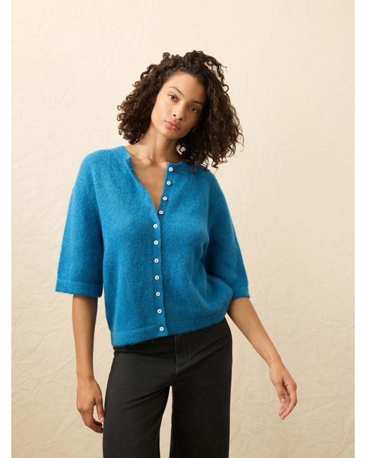 Faherty Brand Blue Apres Alpaca Cardigan