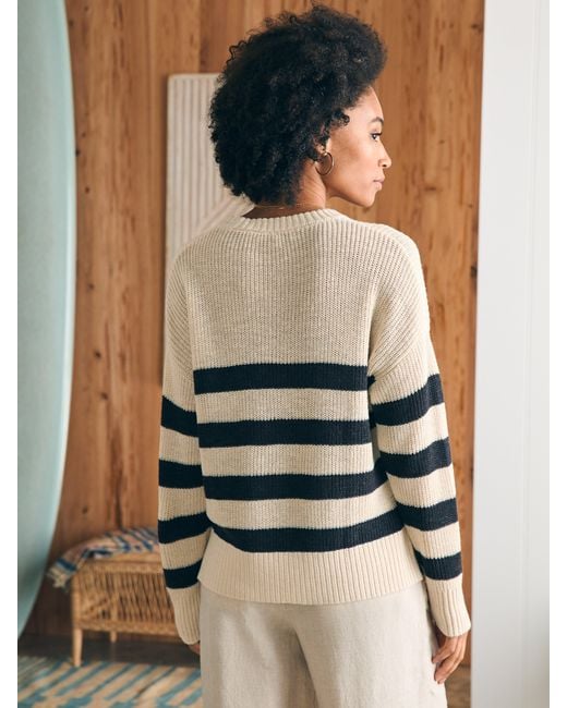 Faherty Brand White Miramar Linen Crew Sweater