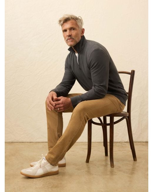 Faherty Brand Gray Textured Knit Quarter Zip for men
