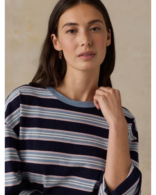 Faherty Brand Blue Sunwashed Long-Sleeve Retro T-Shirt