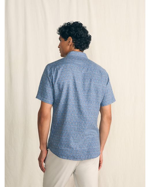 Faherty Brand Blue Short-sleeve Breeze Shirt for men