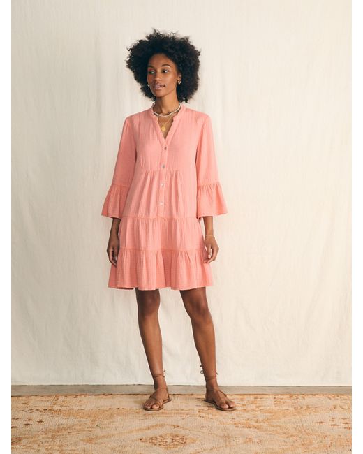 Faherty Brand Pink Dream Cotton Gauze Kasey Dress