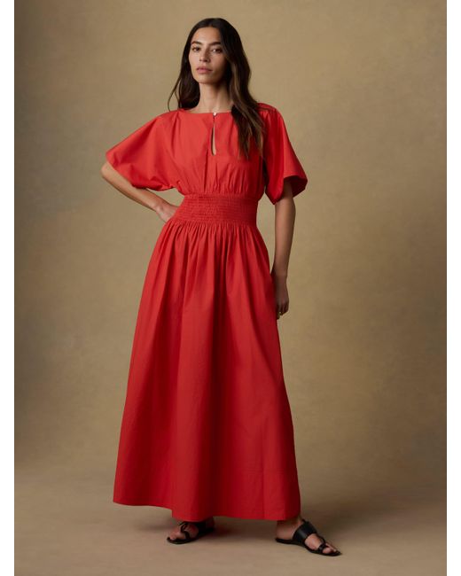 Faherty Brand Gray Coastal Poplin Elia Smocked Dress