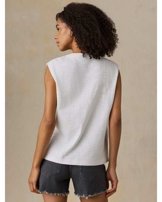 Faherty Brand White Sunwashed Organic Muscle Tank