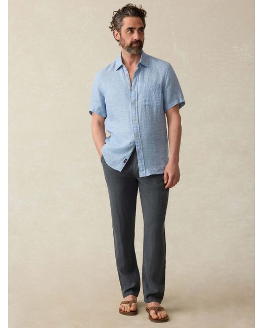 Faherty Brand Black Linen Drawstring Pants for men