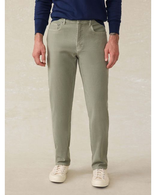 Faherty Brand Green Stretch Terry 5-Pocket Pants for men