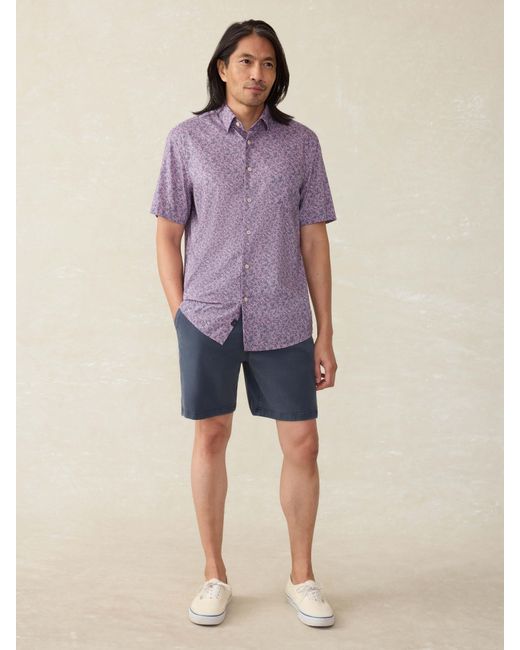 Faherty Brand Purple Short-Sleeve Movement&Trade; Monterey Shirt for men
