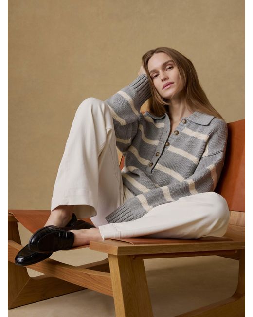 Faherty Brand Natural Sunwashed Cotton Polo Sweater